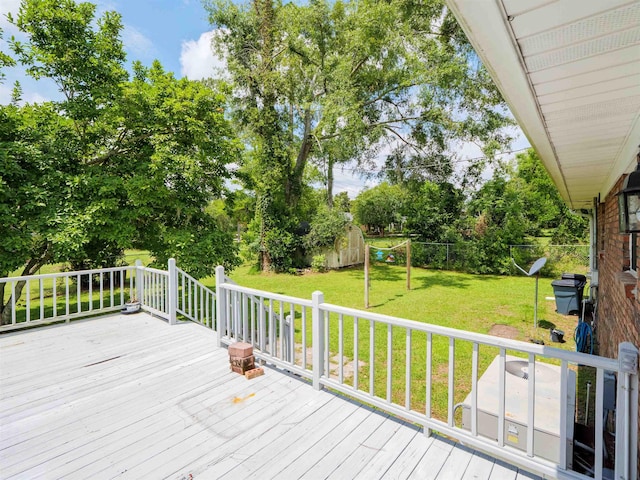 405 NW Whispering Pines Loop, Madison, FL 32340 - deck with a fenced backyard and view of wooded area