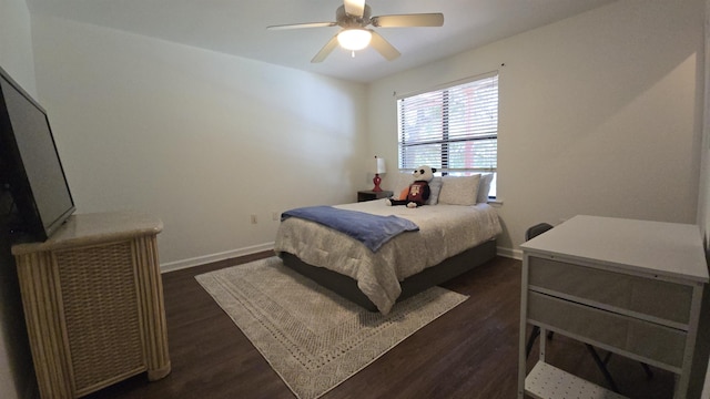 2301 Timber Oaks Ln Bldg 2, Tallahassee, FL 32304 - bedroom featuring baseboards, dark wood-style floors, and ceiling fan