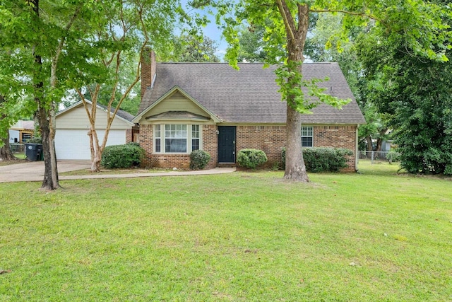 5804 Old Forge Ct, Tallahassee, FL 32317 - view of front of property with brick siding, a chimney, driveway, and a shingled roof