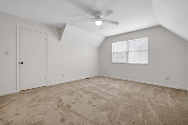 5804 Old Forge Ct, Tallahassee, FL 32317 - additional living space featuring carpet flooring, vaulted ceiling, and a ceiling fan