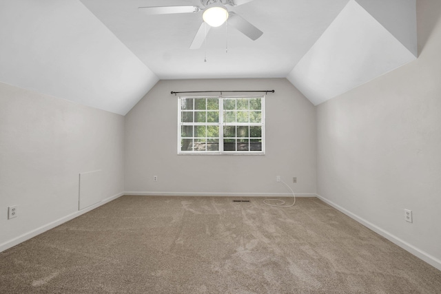 5804 Old Forge Ct, Tallahassee, FL 32317 - additional living space with carpet floors, vaulted ceiling, and ceiling fan