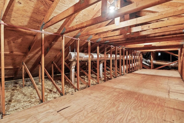 view of unfinished attic