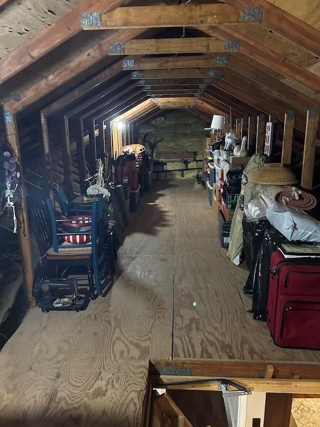 view of unfinished attic