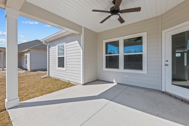 view of patio with ceiling fan