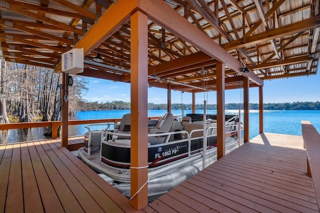 view of dock featuring a water view