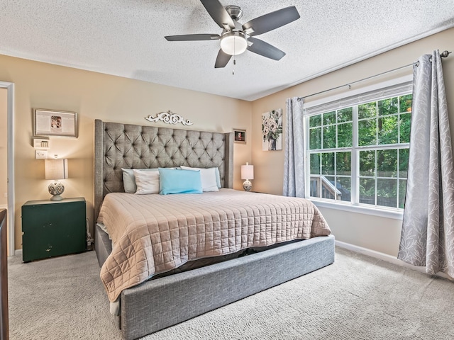 7214 Jaffrey Ct, Tallahassee, FL 32312 - carpeted bedroom featuring a textured ceiling, baseboards, and ceiling fan