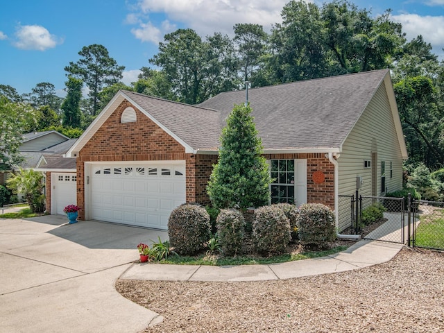 7214 Jaffrey Ct, Tallahassee, FL 32312 - view of front of house featuring roof with shingles, a garage, and brick siding