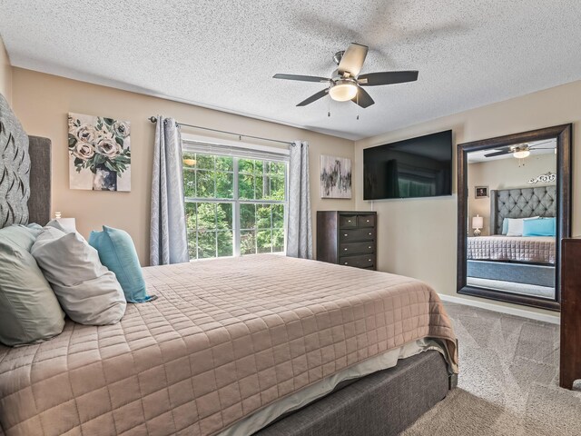 7214 Jaffrey Ct, Tallahassee, FL 32312 - carpeted bedroom with a ceiling fan and a textured ceiling