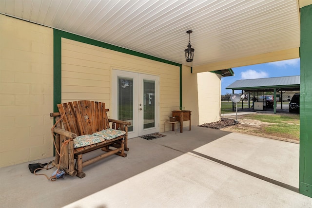 view of patio / terrace featuring french doors