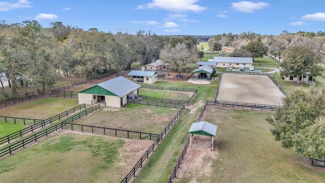 aerial view with a rural view