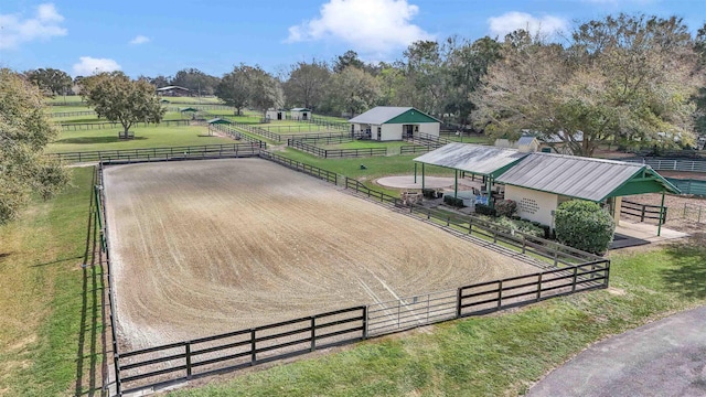 drone / aerial view with a rural view