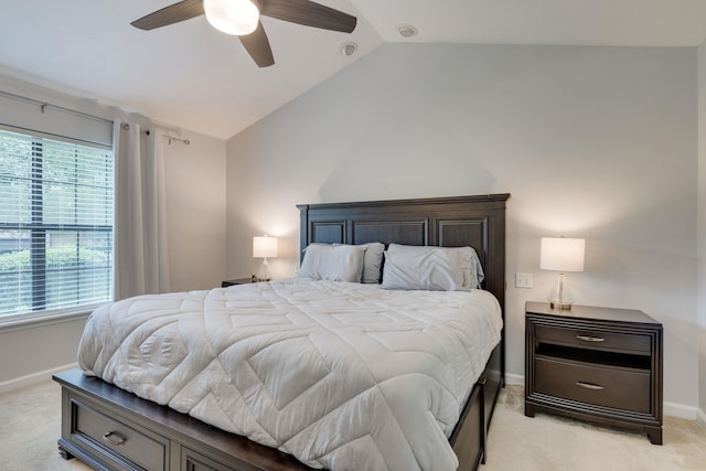 1989 Setting Sun Trl, Tallahassee, FL 32303 - bedroom with light colored carpet, vaulted ceiling, multiple windows, and a ceiling fan