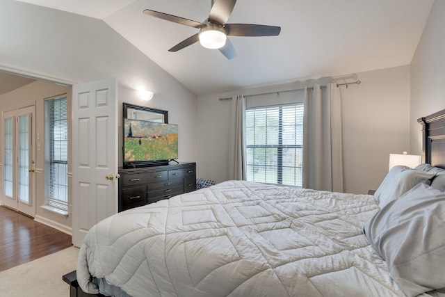 1989 Setting Sun Trl, Tallahassee, FL 32303 - bedroom with lofted ceiling, carpet, a ceiling fan, and wood finished floors