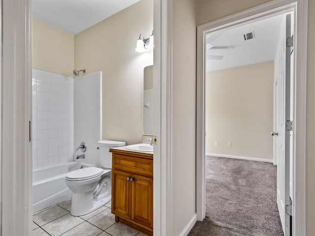 325 Chastain Ln, Tallahassee, FL 32305 - full bath featuring vanity, toilet, tile patterned floors, visible vents, and washtub / shower combination