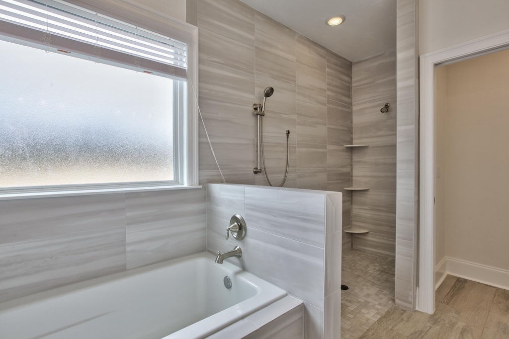 1403 Summerbrooke Dr, Tallahassee, FL 32312 - bathroom with wood finished floors and recessed lighting