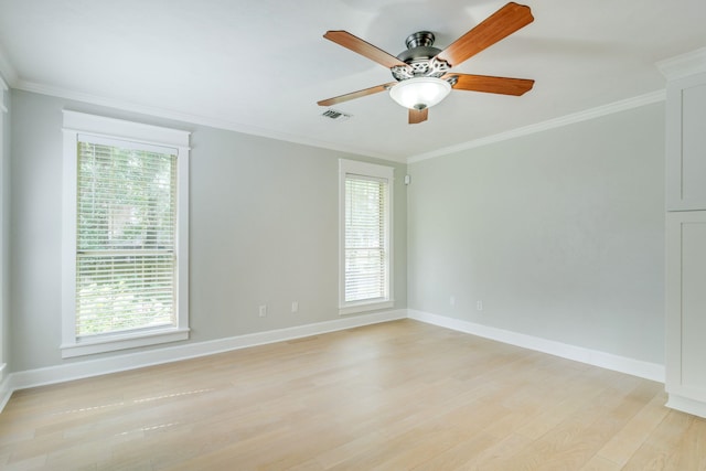 3585 Gardenview Way, Tallahassee, FL 32309 - unfurnished room with ceiling fan, light wood-style flooring, and crown molding