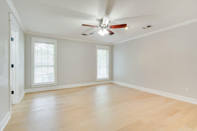 3585 Gardenview Way, Tallahassee, FL 32309 - empty room with plenty of natural light, light wood finished floors, a ceiling fan, and crown molding
