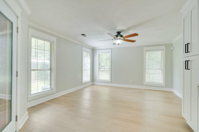 3585 Gardenview Way, Tallahassee, FL 32309 - unfurnished room featuring a ceiling fan, light wood-style floors, and crown molding