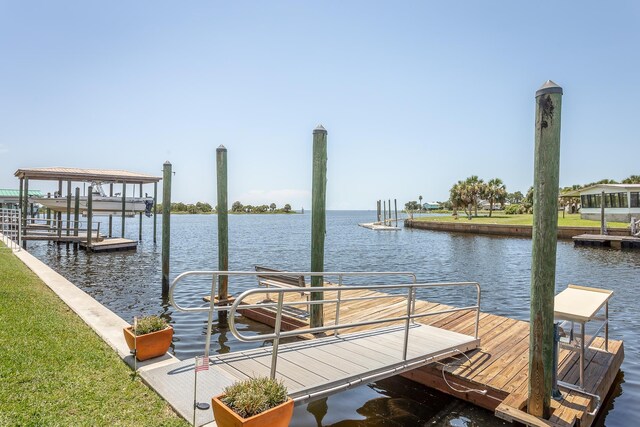 view of dock featuring a water view