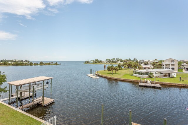 dock area featuring a water view