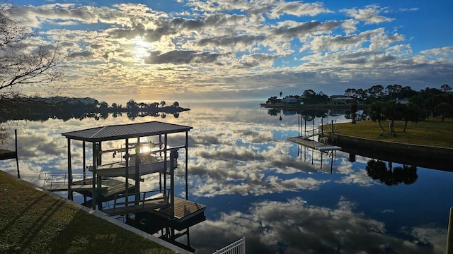 dock area featuring a water view