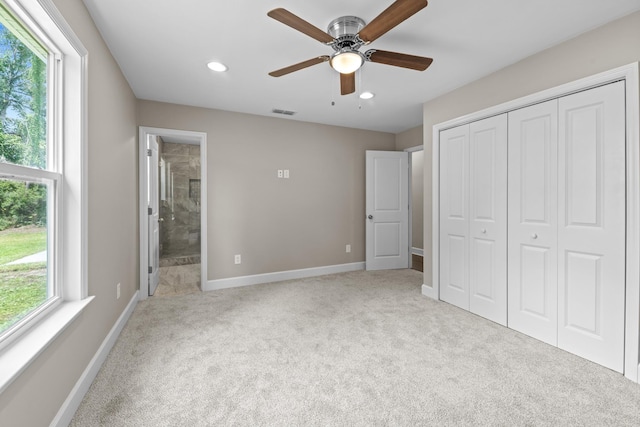 2328 Southampton Dr, Tallahassee, FL 32311 - unfurnished bedroom featuring carpet flooring, recessed lighting, baseboards, a closet, and ensuite bathroom