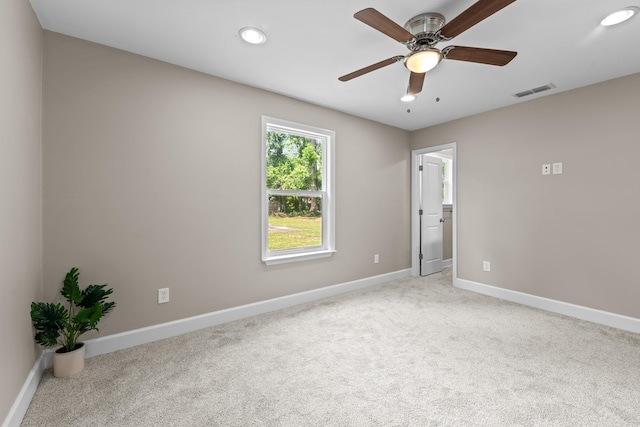 2328 Southampton Dr, Tallahassee, FL 32311 - unfurnished room with light colored carpet, ceiling fan, baseboards, and recessed lighting