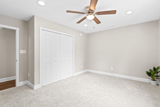 2328 Southampton Dr, Tallahassee, FL 32311 - unfurnished bedroom with light carpet, a closet, recessed lighting, and baseboards