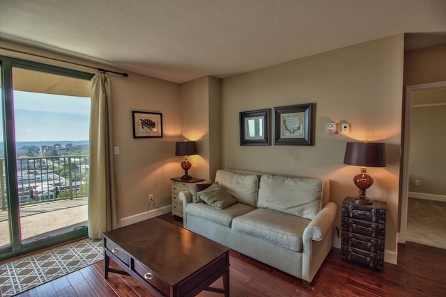 300 S Duval St Unit 1411, Tallahassee, FL 32301 - living room with a textured ceiling and dark hardwood / wood-style flooring