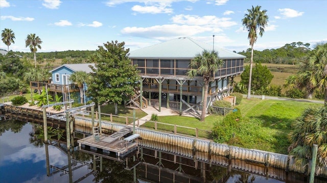 60 Southside Dr, Shell Point, FL 32327 - back of property featuring a deck with water view