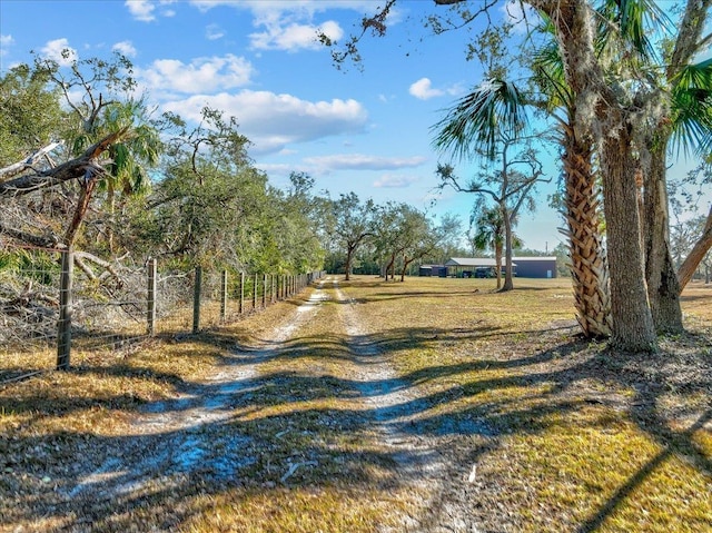 view of road with a rural view