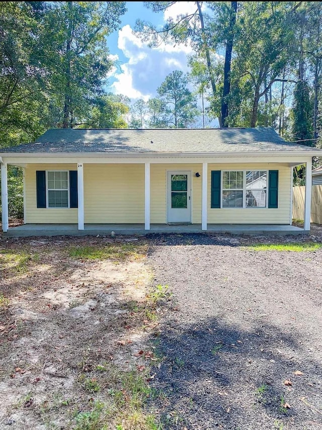 view of single story home