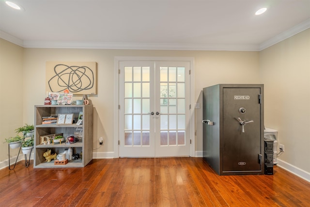 1178 Robin Kay Rd, Tallahassee, FL 32312 - entryway with french doors, hardwood / wood-style flooring, crown molding, and recessed lighting