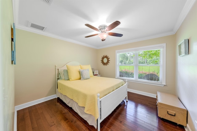 1178 Robin Kay Rd, Tallahassee, FL 32312 - bedroom with dark wood-type flooring, crown molding, and a ceiling fan