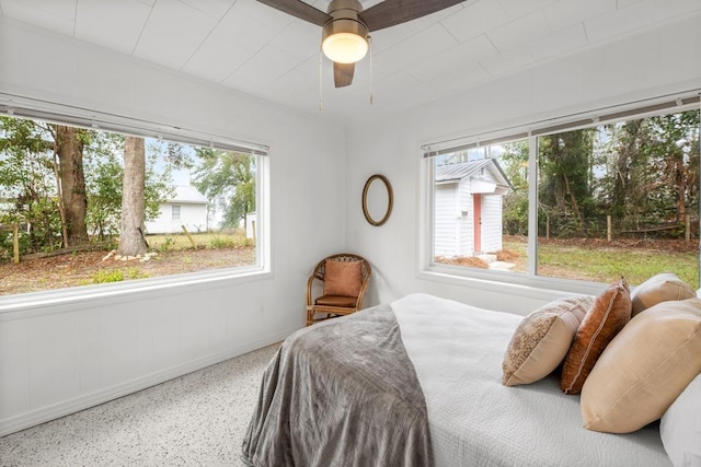 bedroom featuring ceiling fan