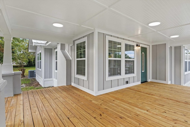 wooden deck with central AC