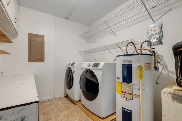 3200 Tallavana Trl, Havana, FL 32333 - laundry room with electric water heater, electric panel, cabinet space, and washer and dryer