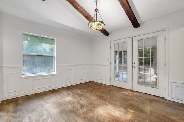 3200 Tallavana Trl, Havana, FL 32333 - empty room featuring hardwood / wood-style flooring, french doors, and a wainscoted wall