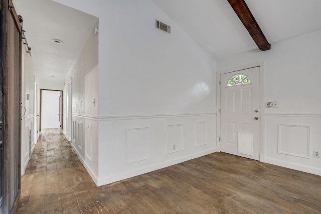 3200 Tallavana Trl, Havana, FL 32333 - entryway with a barn door, wainscoting, a decorative wall, and wood finished floors