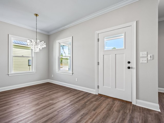 240 Ante Beppum Loop, Carrabelle, FL 32322 - entrance foyer featuring dark wood-style flooring, crown molding, plenty of natural light, and baseboards