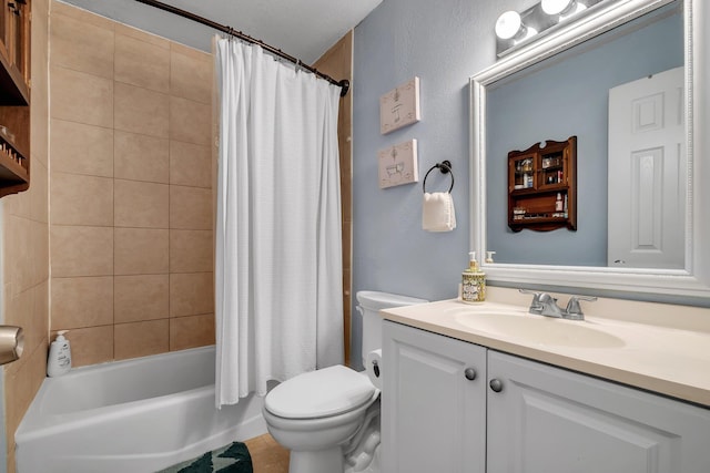 full bathroom featuring vanity, toilet, and shower / bath combo with shower curtain