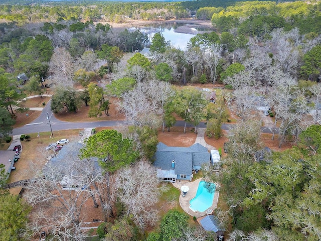 bird's eye view featuring a water view