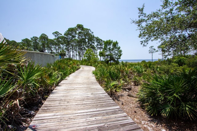 surrounding community with a water view