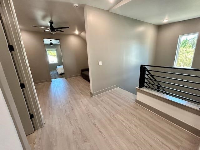 interior space with plenty of natural light and light hardwood / wood-style floors