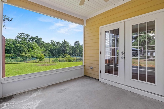 3770 Laurel Trace Way, Tallahassee, FL 32303 - unfurnished sunroom with ceiling fan and french doors