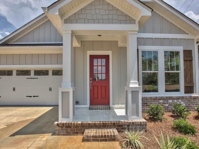 entrance to property with a garage