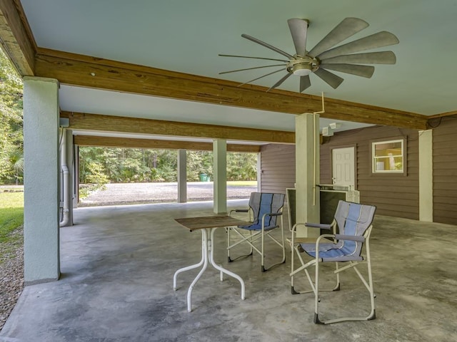 view of patio with ceiling fan