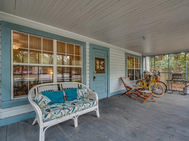 wooden deck with covered porch