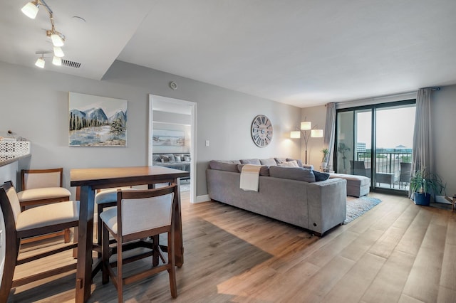 300 S Duval St # 1408, Tallahassee, FL 32301 - living room featuring light wood-style floors and track lighting