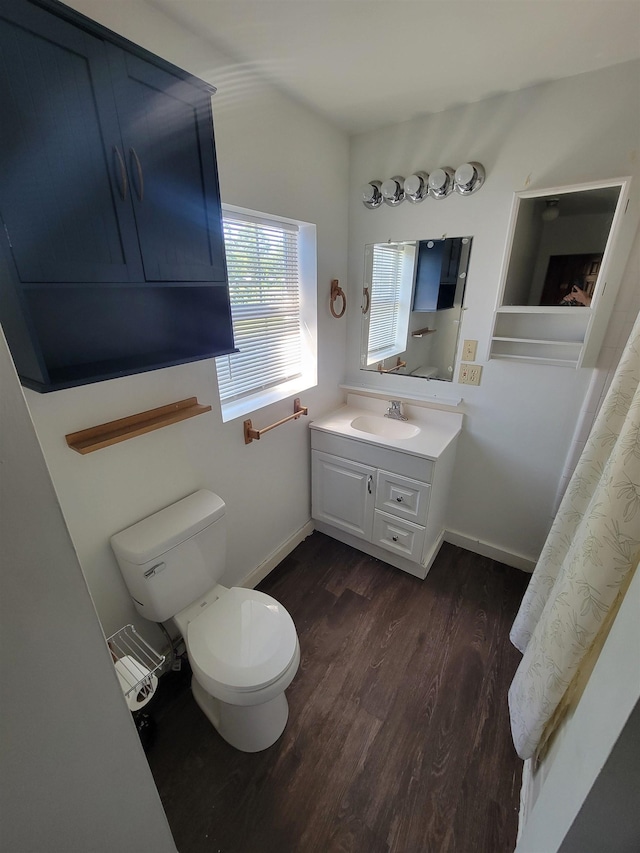 16619 SW Gaskin St, Blountstown, FL 32424 - bathroom featuring wood finished floors, toilet, vanity, and baseboards